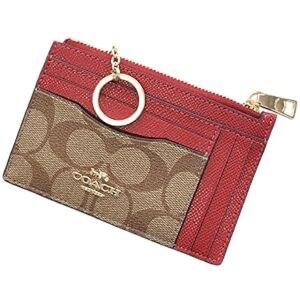 Coach Signature Red and Brown Key Card Holder